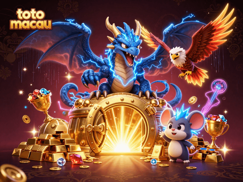 Toto Macau players enjoy thrilling predictions with dynamic casino elements surrounding characters.