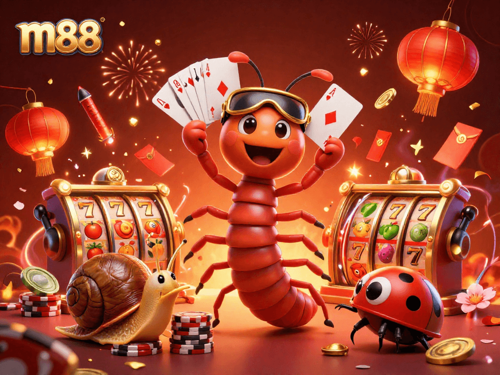 สนุกสนานกับ m88 โดยดีลเลอร์แมลงมิลลิปีด 3D ท่ามกลางเกมคาสิโนที่เต็มไปด้วยสีสัน