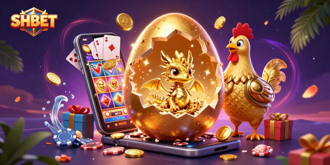 Experience SHBET's thrilling online casino adventure with a golden dragon and dynamic gaming elements.