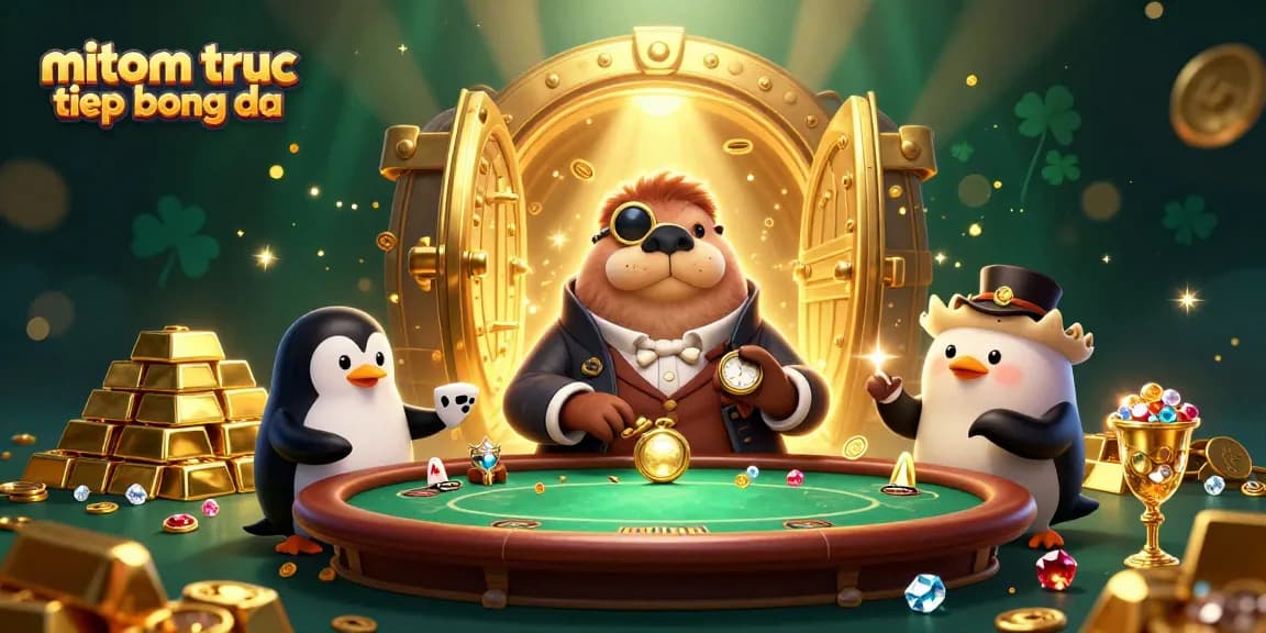 Experience mitom truc tiep bong da with a vibrant scene of a walrus and friends at an underwater poker game.