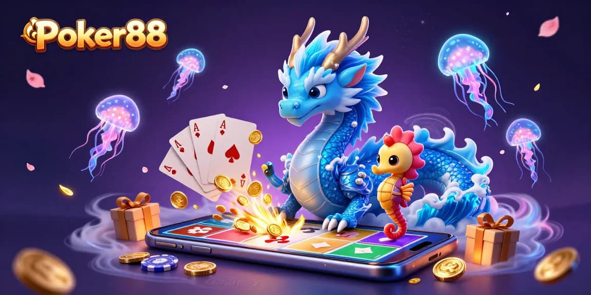 Experience the excitement of Poker88 with immersive 3D illustrations of poker gameplay and vibrant characters.
