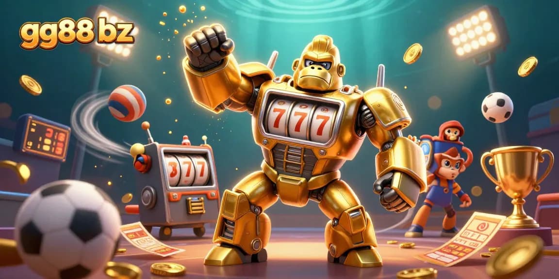Join the adventure with gg88 bz as the golden gorilla mech battles in the thrilling casino world!