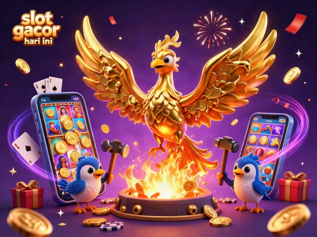 Menghasilkan kemenangan besar dengan slot gacor hari ini yang dikelilingi oleh phoenix emas mengilat.