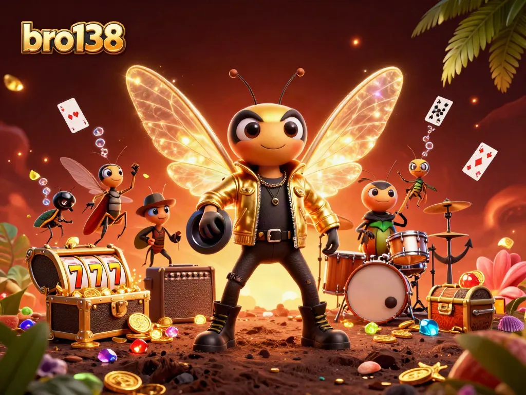 Experience thrilling wins with bro138 and lively characters in a vibrant casino scene.