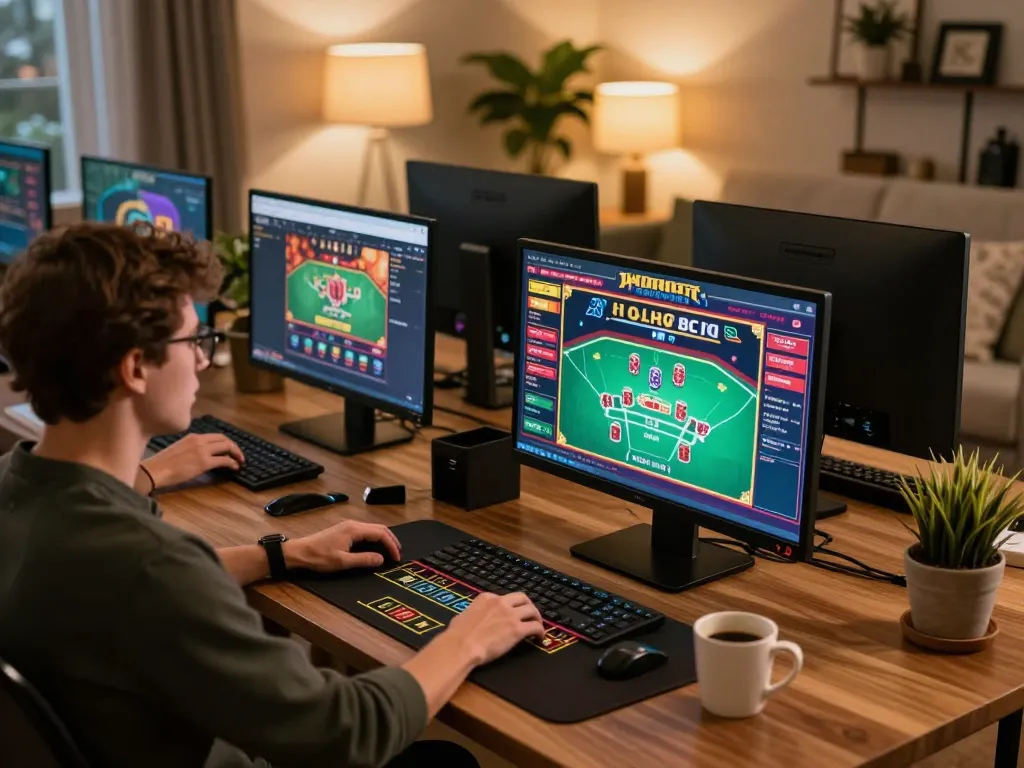 Engaging online gaming scene at 123bmvp with player focused on live dealer blackjack