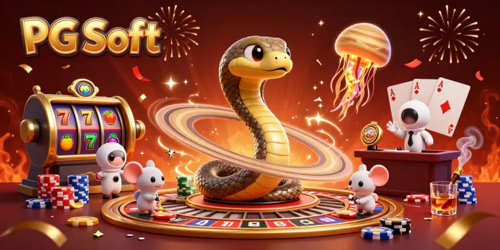 Slot gacor PG Soft dengan ular Saturnus dan astronaut, merayakan kemenangan besar