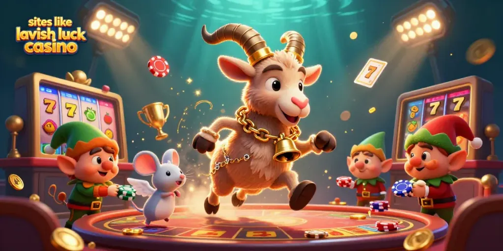 Experience thrilling action at sites like lavish luck casino with our festive 3D casino scene displayed.
