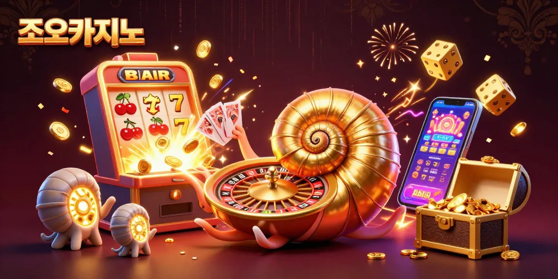 Experience thrilling gaming at 조이카지노 with a vibrant 3D casino scene full of excitement.