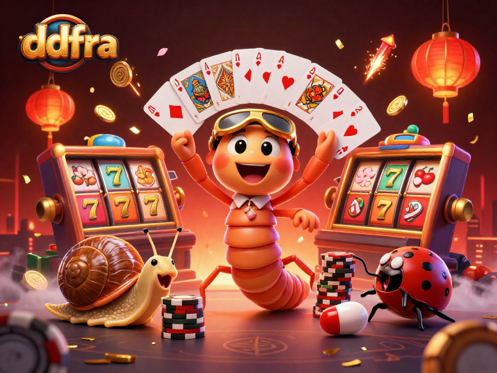 Experience thrilling action at ddfra's casino with a lively millipede dealer and colorful gaming elements.