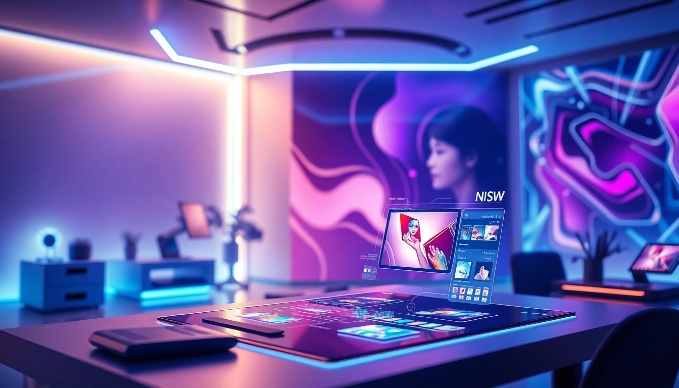 Creative workspace with AI NSFW image generator, showcasing digital art generation tools.