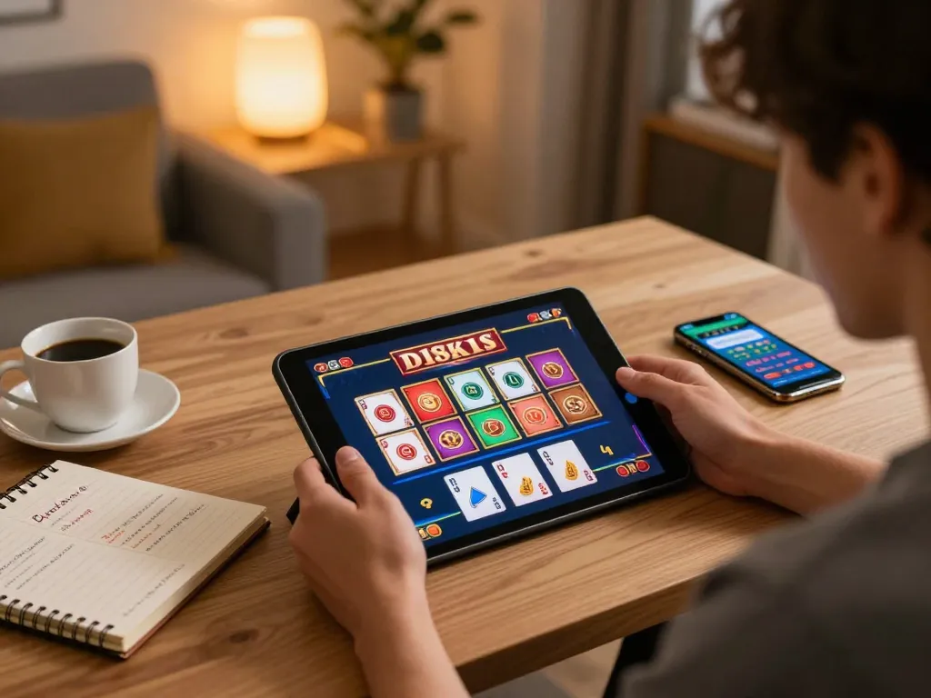 Engaging in a strategic 789 bet online gaming session at home with tablet and betting notes.