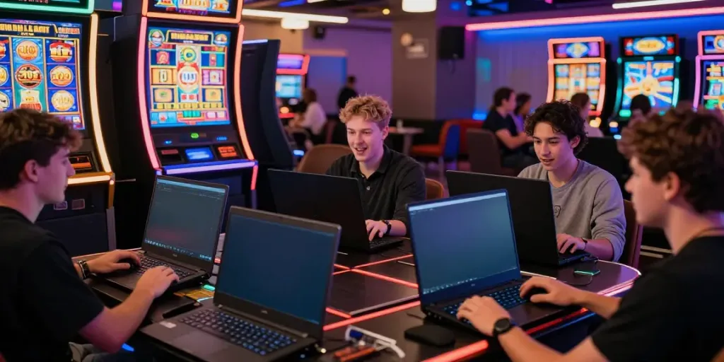 Players engaged on slot88 platforms in a colorful online gambling environment.