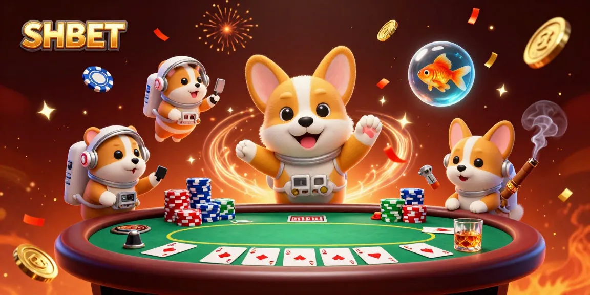 Experience thrilling gameplay at SHBET with an adventurous astronaut corgi in a space casino.