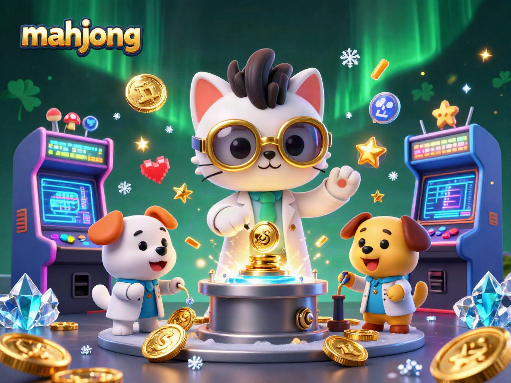 Engage in thrilling mahjong action with energetic characters amidst a vibrant casino atmosphere.