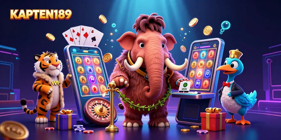 KAPTEN189 menghadirkan bouncer mammoth kasino yang memeriksa ID di depan, dikelilingi elemen permainan slot menarik.