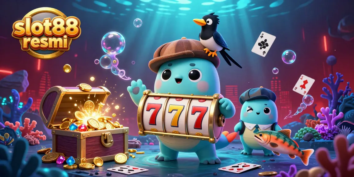 Experience the thrill of slot88 resmi with colorful slot reels and playful characters, enriched with gold coins.