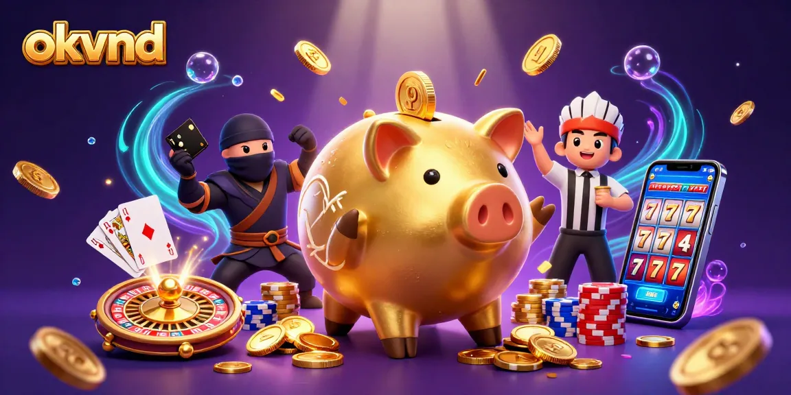 Experience thrilling gameplay with okvnd, featuring a dynamic 3D casino scene with vibrant characters and sparkling elements