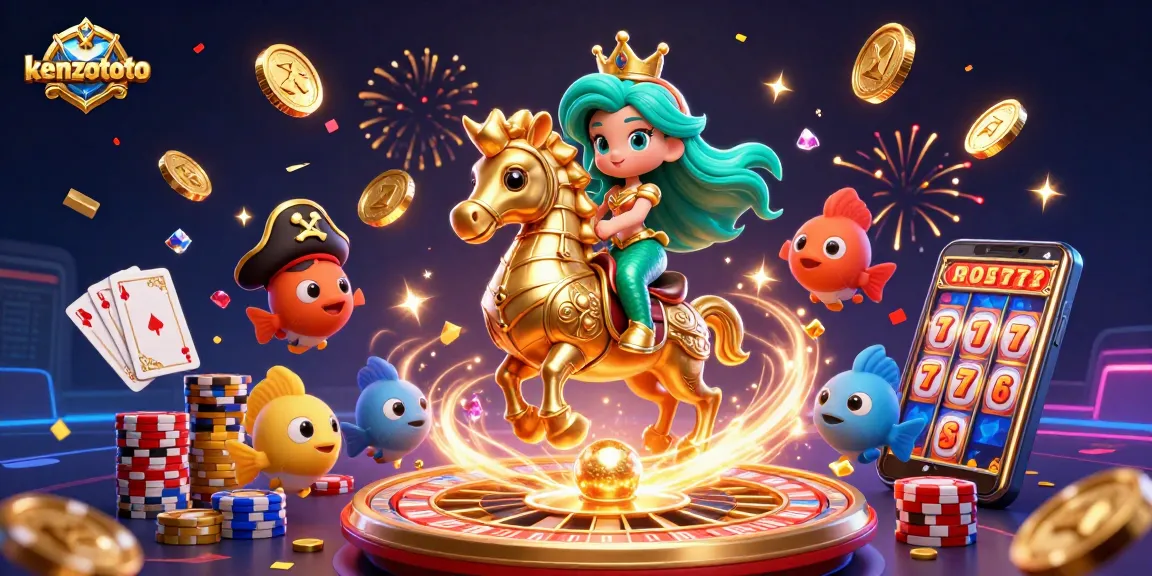 Kenzototo brings thrilling online gaming with mermaid princess and excitement-filled casino scene.