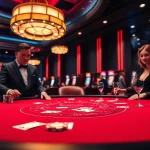 Experience thrilling gameplay at a Blackjack Casino table with professional dealers in an upscale setting.