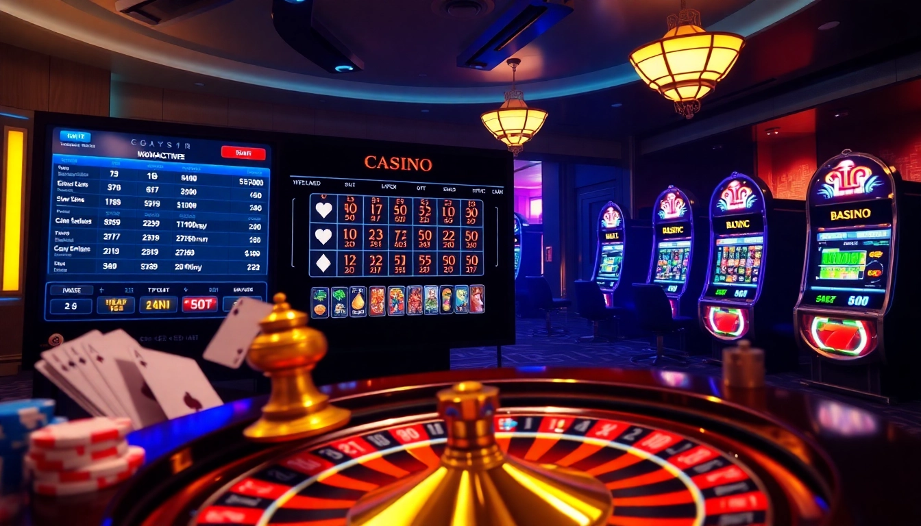 Engage with luxury138 online gaming displaying vibrant roulette and slot machines.