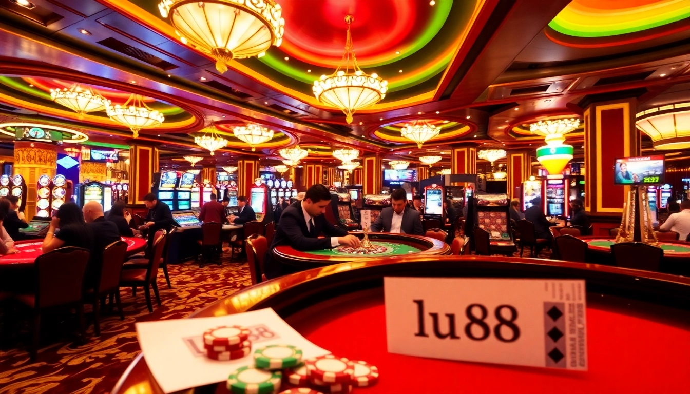 Experience the thrill of gambling at lu88 casino with vibrant poker chips and betting slips.