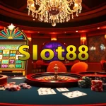 Experience the thrill of slot88 with colorful slot machines and vibrant casino elements.