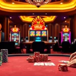 Pahala4d poker face showdown with vibrant chips and luxurious casino ambiance.