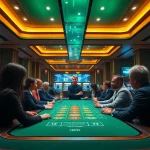 에볼루션 카드 게임 중인 플레이어와 스타일리시한 딜러의 생동감 넘치는 모습