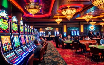 Experience the excitement of slot game terbaru di sini with vibrant casino scenes featuring players enjoying slot machines.