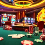 Experience the excitement of gambling at https://68vip.bio/ with a luxurious poker table and roulette wheel.