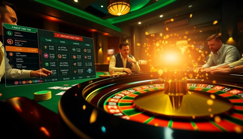 Players enjoying an engaging game at the xoso66 casino table with colorful chips.