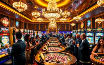 Engaging players enjoying slot777 machines in a luxurious casino atmosphere.