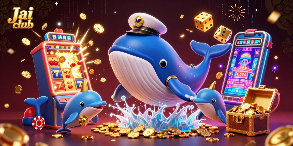 Engage with the mesmerizing Jai club 3D scene, showcasing whales, dolphins, and vibrant casino elements.