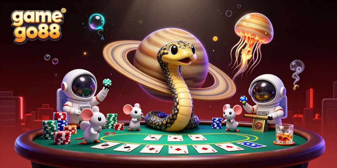 Experience game go88 excitement as astronaut mice bet on a roulette ring presented by a cosmic dealer jellyfish.