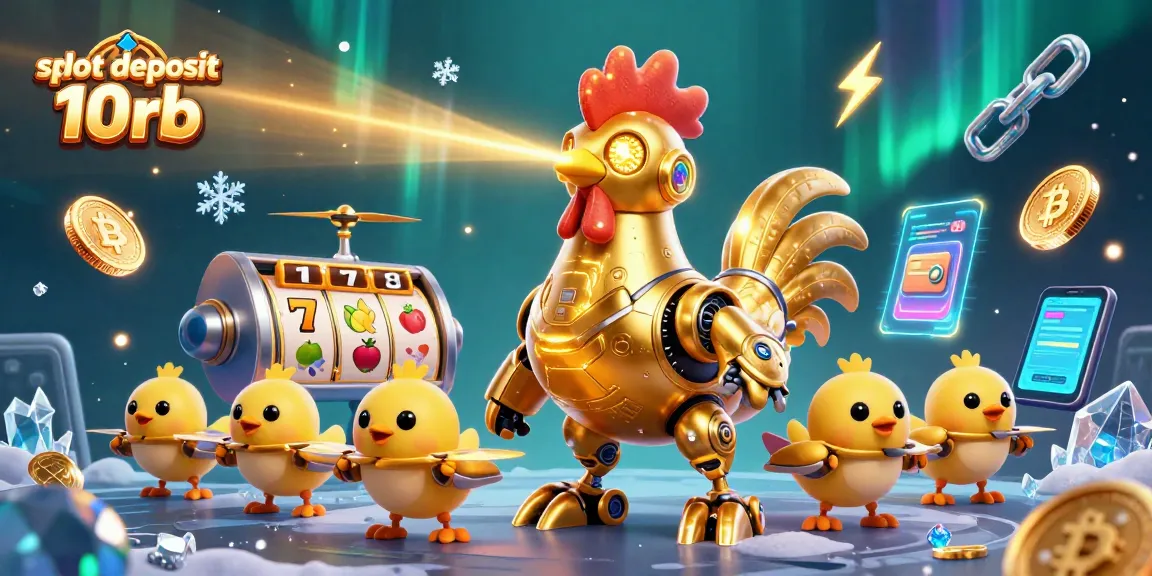 Spin and win with the excitement of slot deposit 10rb in this vibrant, 3D casino illustration.