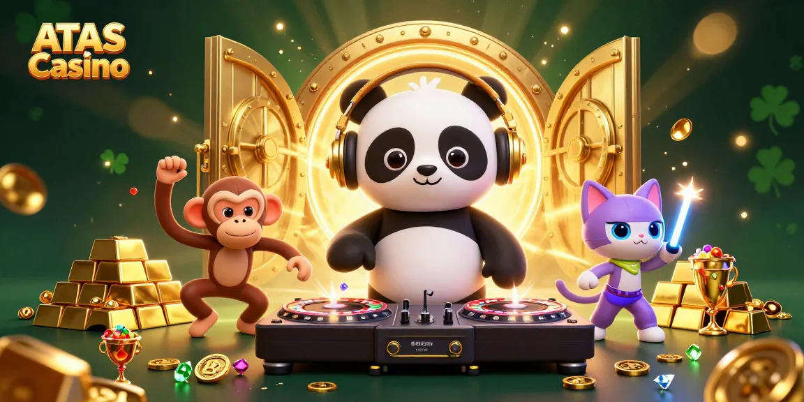 ATAS Casino offers dynamic gaming with energetic characters in a vibrant 3D casino scene.