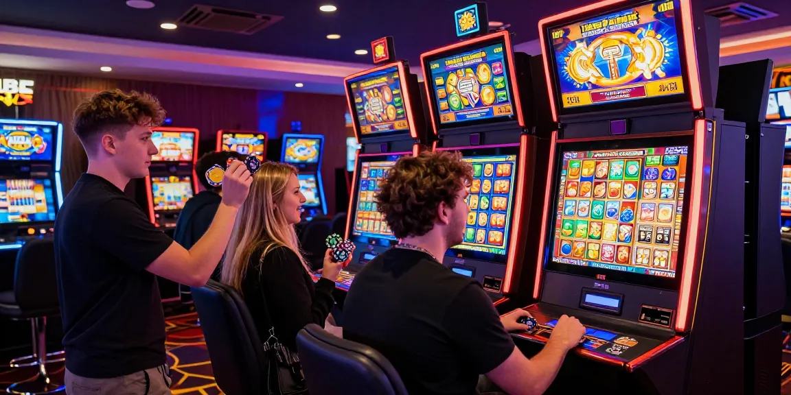 Exciting players engaging with bonus buy slots UK at a vibrant casino.